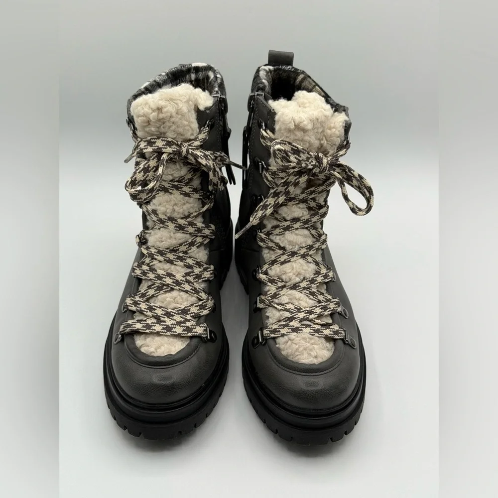 Circus by Sam Edelman Giselle Faux Fur Plaid Hiker Ankle Side Zip Boots  Size 9 - Picture 5 of 16